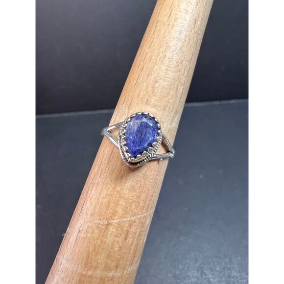Blue kyanite sterling silver teardrop ring size 5 - Picture 7 of 16